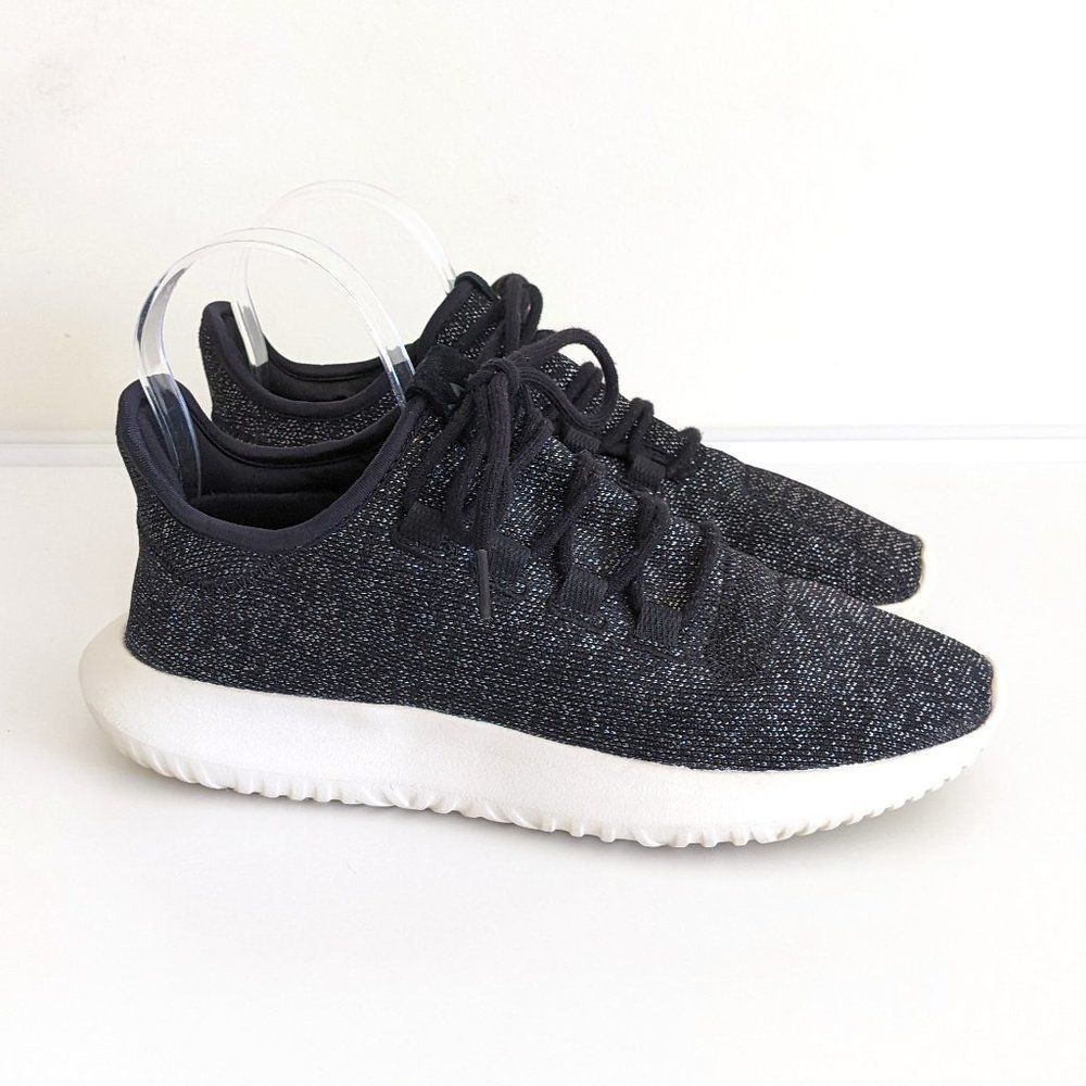 Adidas Tubular Shadow Black Silver Sparkle Knit Sneakers Men's 9.5